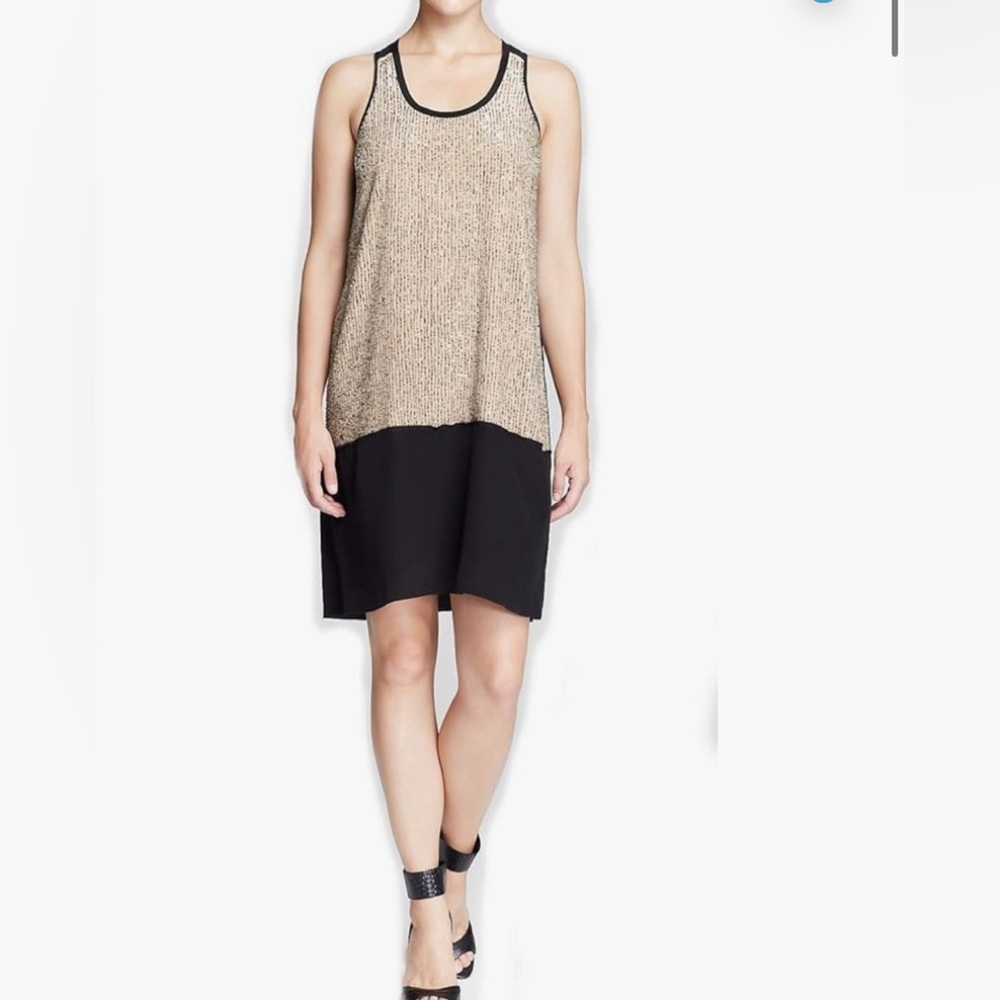 Eileen Fisher Round Neck Shift Silk sequin dress